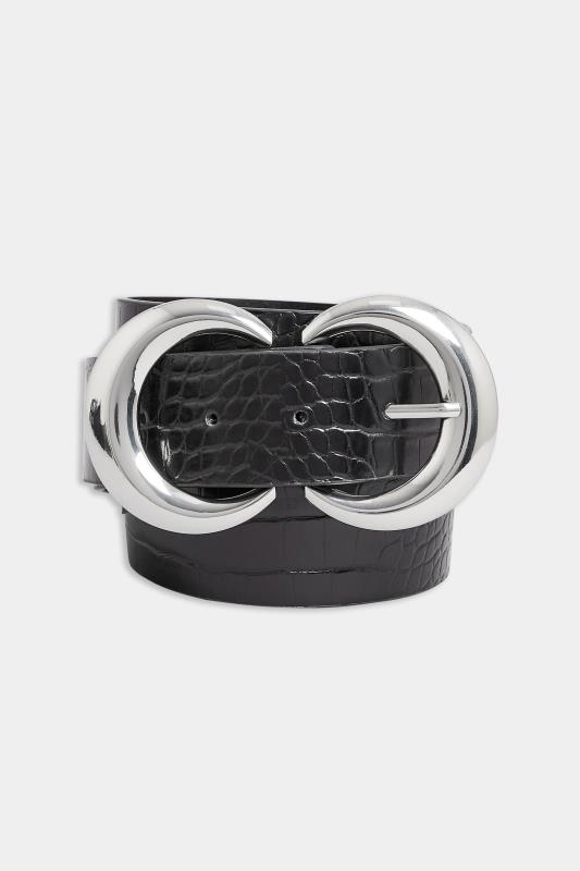 Black Croc Double Hoop Belt | Yours Clothing  2