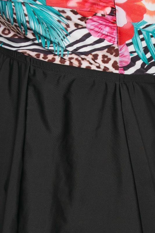 YOURS Curve Plus Size Black Tropical Print Hanky Hem Swimdress | Yours Clothing  6