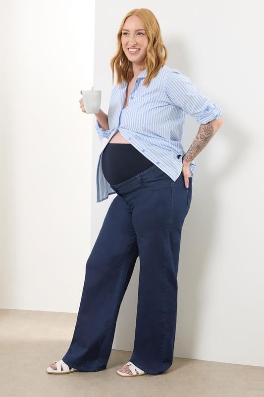  LTS Tall Maternity Dark Blue Wide Leg Jeans