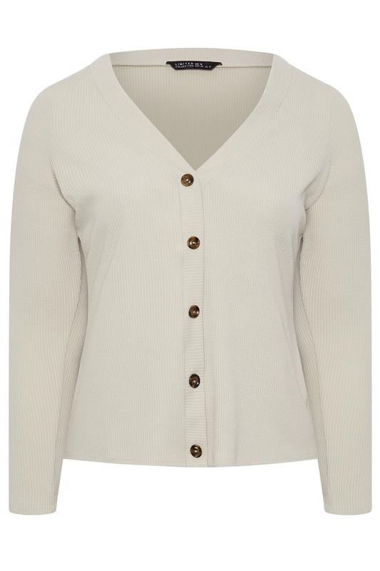LIMITED COLLECTION Plus Size Beige Ribbed Button Cardigan | Yours Clothing 5