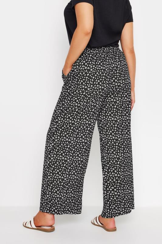 M&Co Black & White Flower Print Palazzo Trousers | M&Co 4