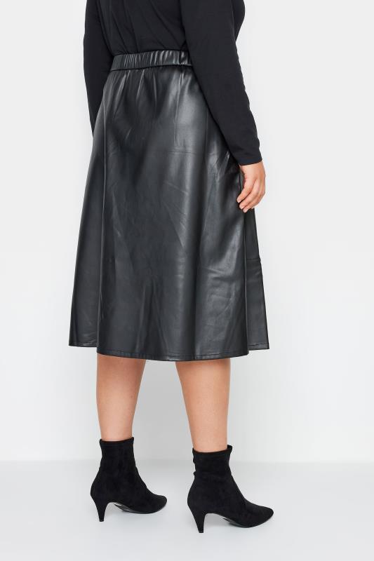 City Chic Black Vegan Leather Button Skirt 3