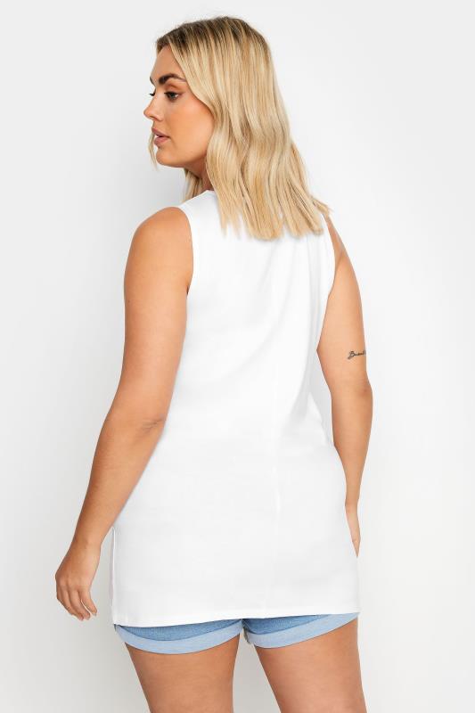 Yours Plus Size White Sequin Embellished Vest Top | Yours Clothing 3