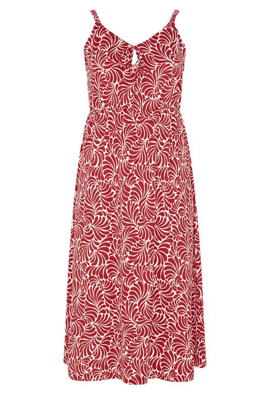 YOURS Plus Size Red Swirl Keyhole Dress | Yours Clothing 5