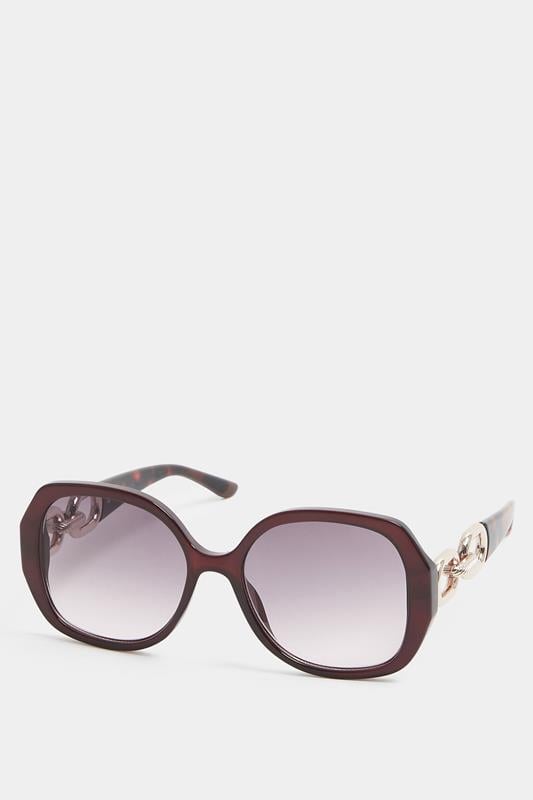 Brown Chain Oversized Sunglasses