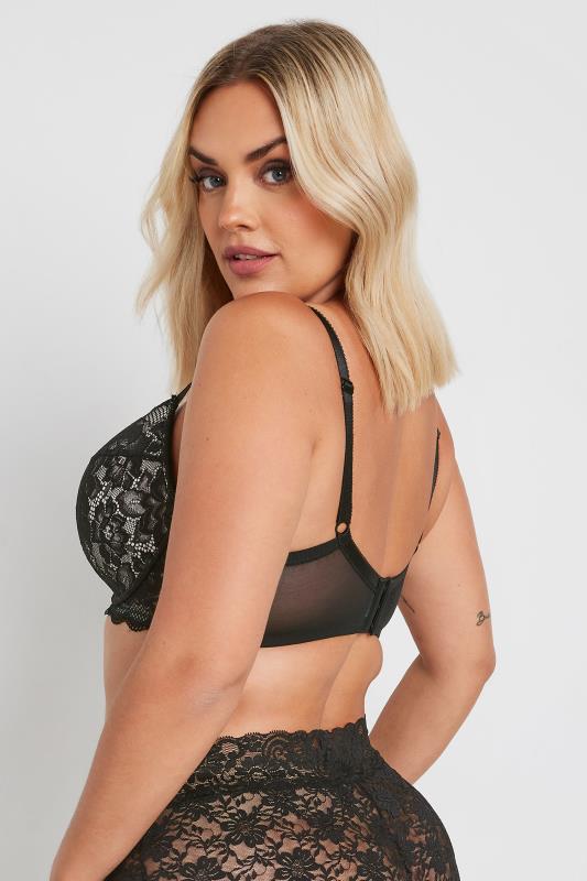 YOURS Plus Size Black Lace Padded Plunge Bra | Yours Clothing  3