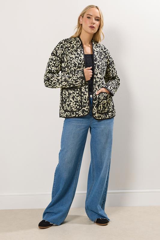LTS Tall Black Abstract Cotton Quilted Jacket | Long Tall Sally 1
