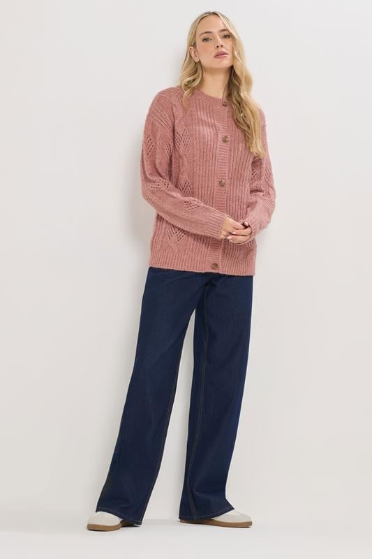 LTS Tall Pink Pointelle Knit Cardigan | Long Tall Sally 1