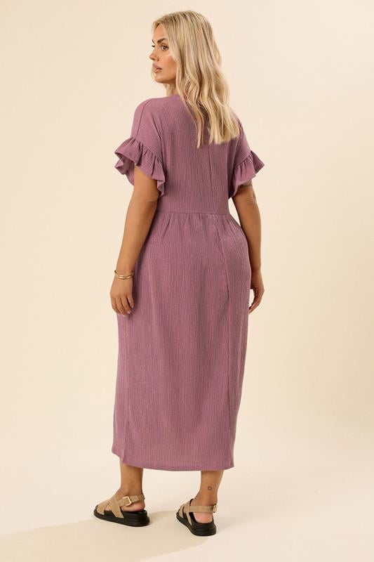 YOURS Plus Size Pink Frill Textured Maxi Dress | Yours Clothing 3