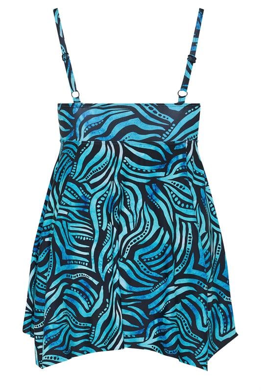 YOURS Floral Blue Pacific Abstract Hanky Hem Swim Dress | Yours Clothing 8