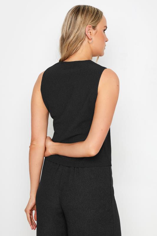 LTS Tall Black Textured Waistcoat Top | Long Tall Sally 3