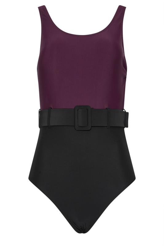 LTS Tall Black Colour Block Belted Swimsuit | Long Tall Sally 6