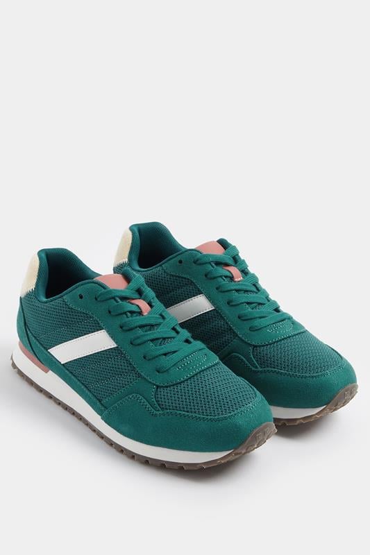 Teal Green Colourblock Trainers In Extra Wide EEE Fit | Yours Clothing 1