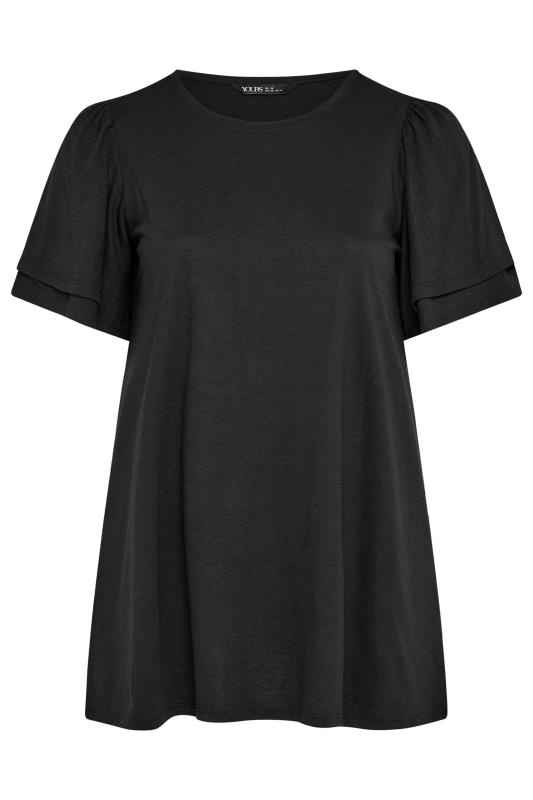 YOURS Plus Size Black Double Angel Sleeve T-Shirt | Yours Clothing  5