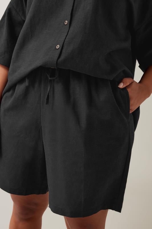 EVANS Plus Size Black Linen Shorts | Evans 4