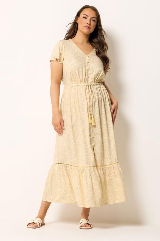  YOURS Curve Yellow Ditsy Floral Print Maxi Dress
