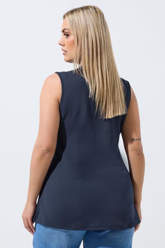 LIMITED COLLECTION Plus Size Navy Blue Seam Detail Waistcoat | Yours Clothing 2