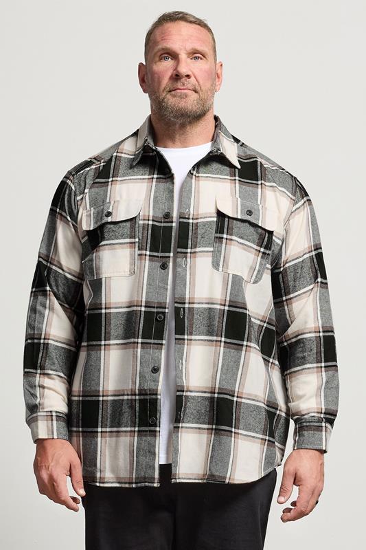 JACK & JONES Big & Tall Crockery White Check Overshirt