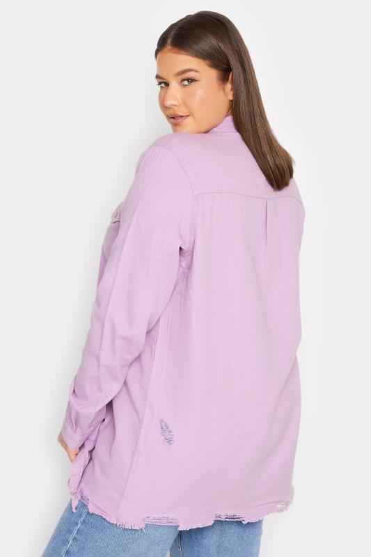 LTS Tall Women's Lilac Purple Distressed Twill Shirt | Long Tall Sally 3