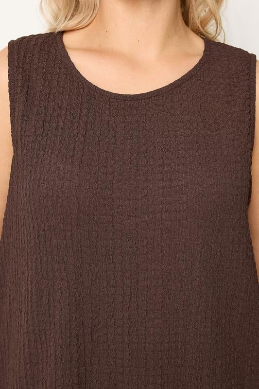 YOURS Plus Size Chocolate Brown Bubble Texture Vest Top | Yours Clothing 4