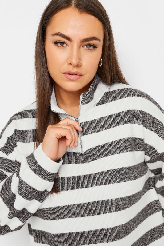 YOURS Plus Size White Stripe Soft Touch Jumper Dress | Yours Clothing 4