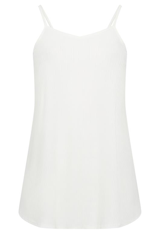 YOURS Curve Plus Size White Ribbed Swing Cami Top | Yours Clothing  6