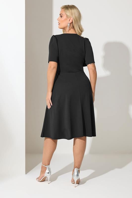 YOURS LONDON Plus Size Black Knot Detail Skater Dress | Yours Clothing 2