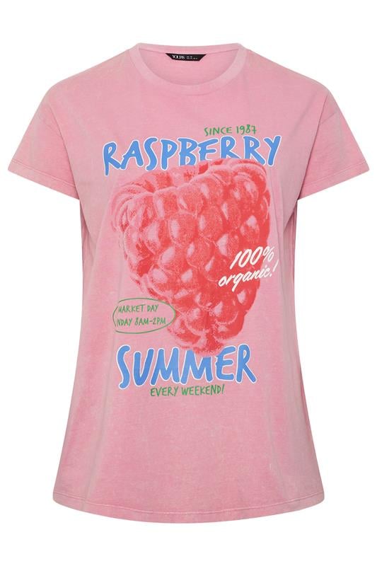YOURS Plus Size Pink Acid Wash 'Raspberry Summer' T-Shirt | Yours Clothing 6