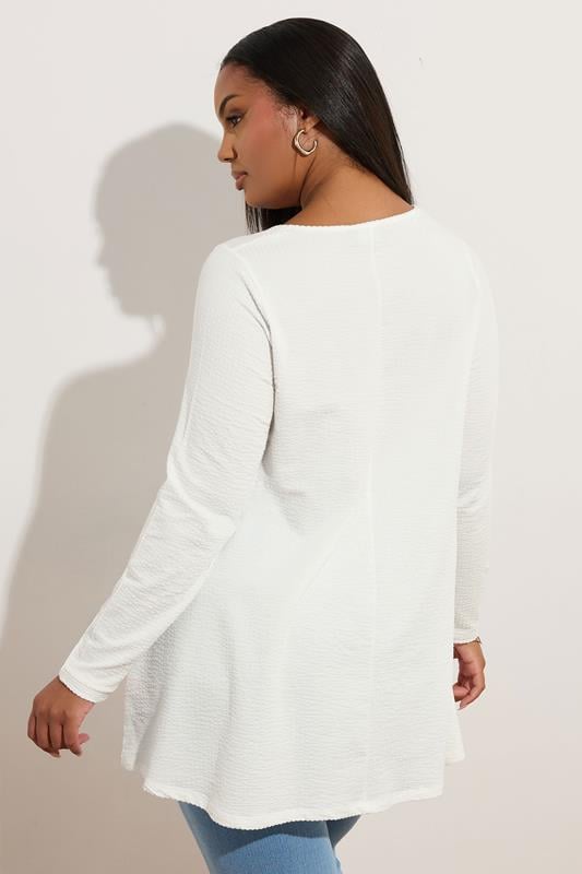 YOURS Curve White Long Sleeve Ribbed T-Shirt | Yours Clothing 3
