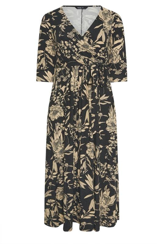 YOURS Plus Size Black Soft Touch Floral Wrap Dress | Yours Clothing 5