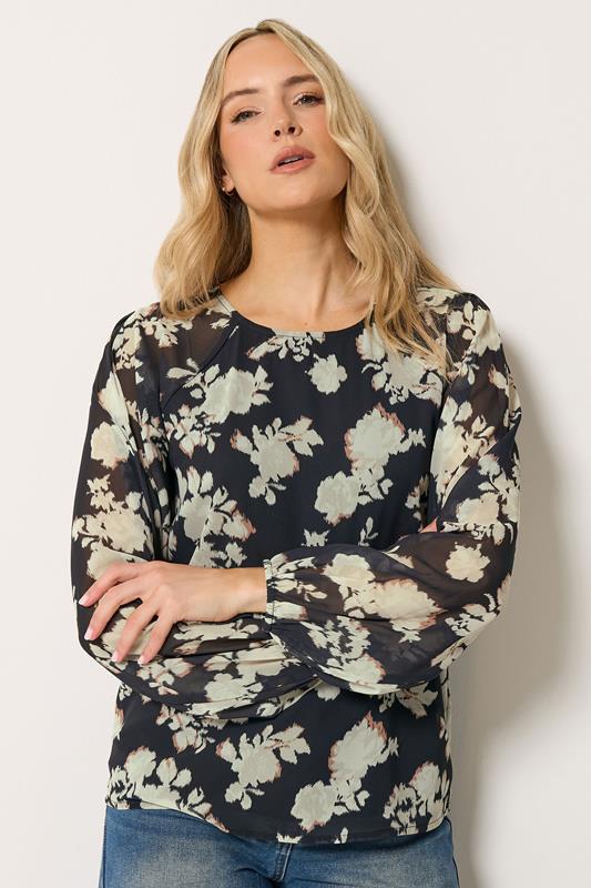  LTS Tall Black Floral Long Sleeve Blouse