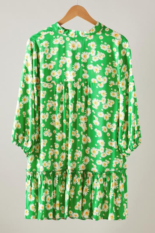 EVANS Curve Green Floral Tie Neck Blouse 6