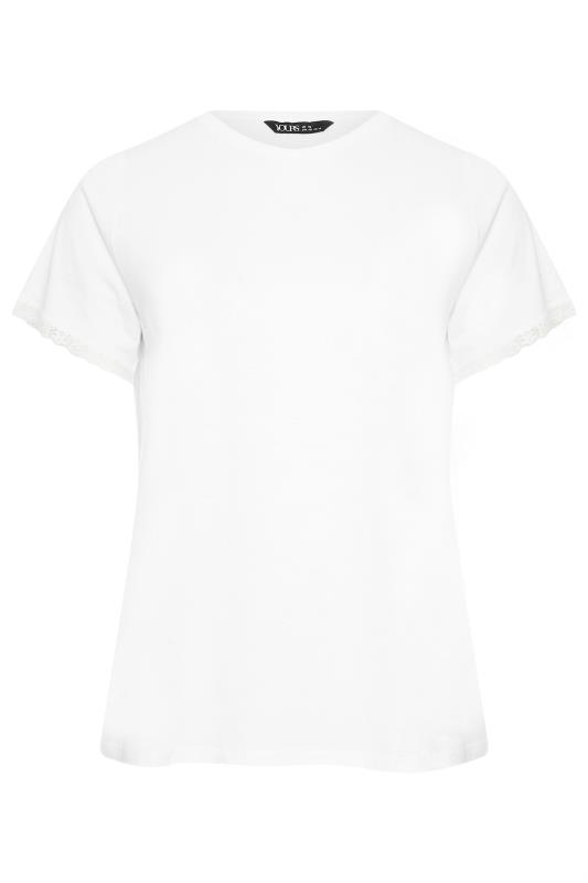 YOURS Plus Size White Lace Trim T-Shirt | Yours Clothing  6