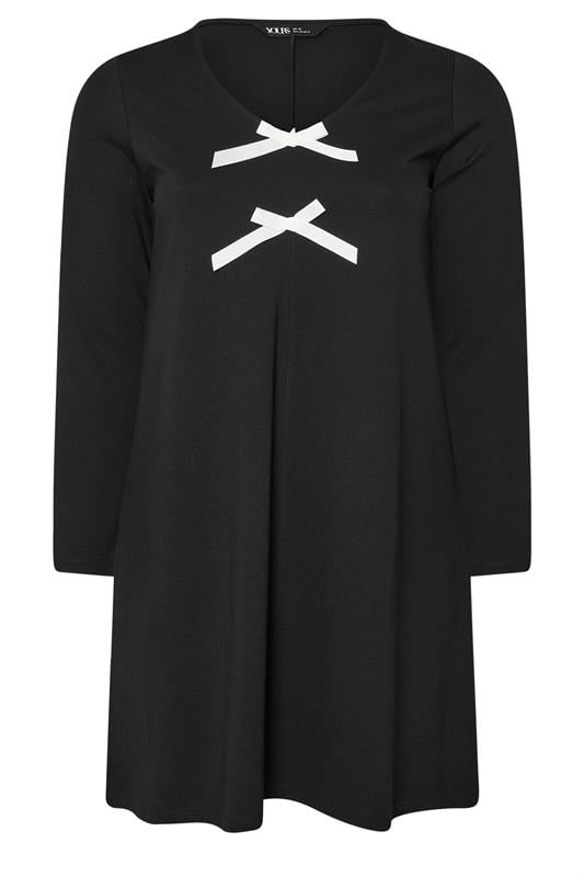YOURS Plus Size Black Bow Detail Tunic Dress | Yours Clothing 6