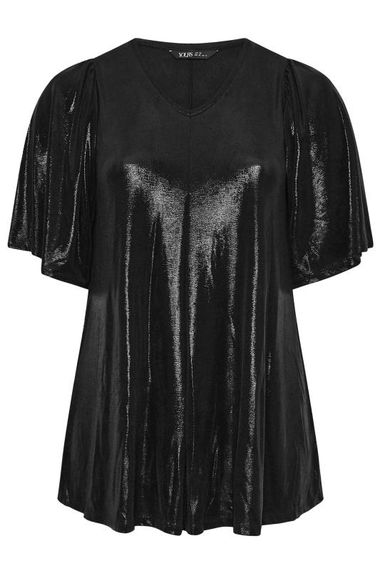 YOURS Plus Size Black Foil Pleated Swing Top | Yours Clothing 5