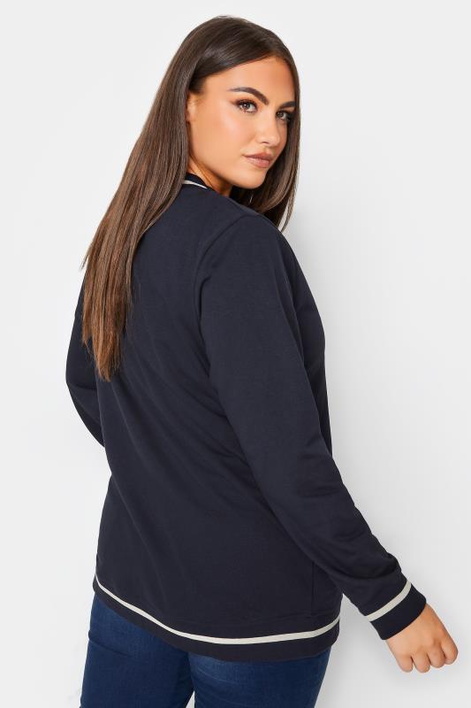 YOURS Plus Size Navy Blue 'LA' Varsity Bomber Jacket | Yours Clothing 3