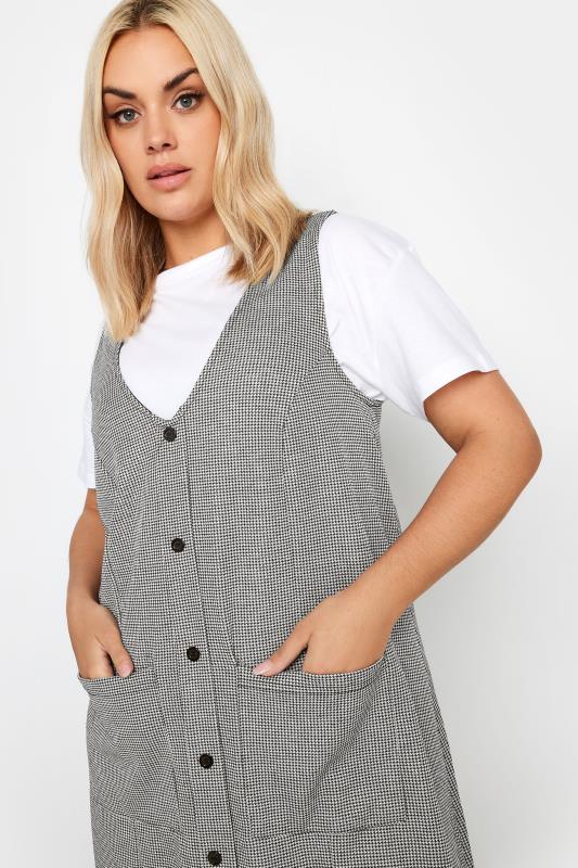 YOURS Curve Grey Check Print Button Through Pinafore Dress | Yours Clothing 4