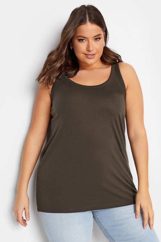 YOURS Plus Size Chocolate Brown Vest Top | Yours Clothing 1