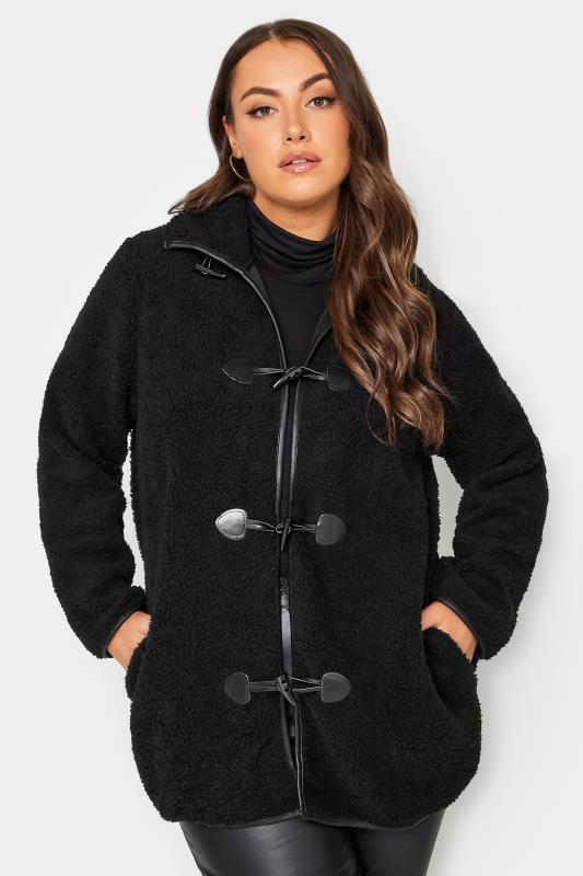 Plus Size  YOURS LUXURY Curve Black Faux Fur Toggle Jacket