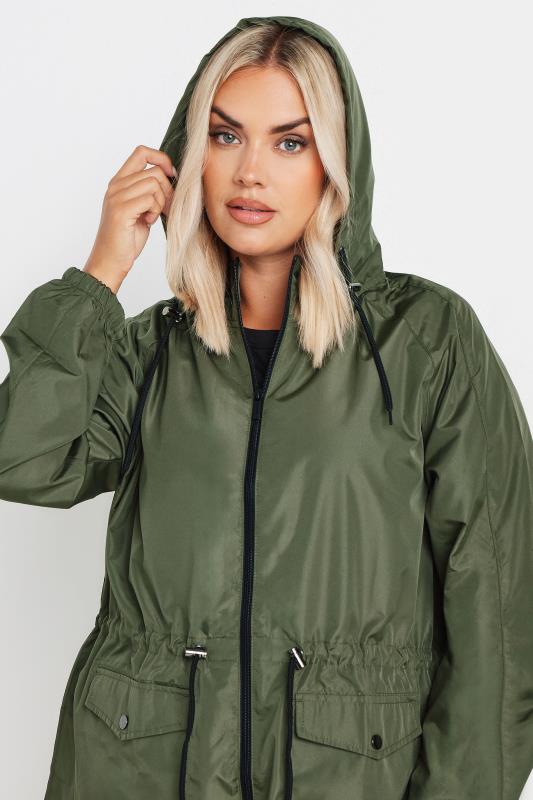 YOURS Plus Size Khaki Green Drawstring Lightweight Parka Jacket | Yours Clothing 4