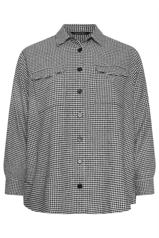 LIMITED COLLECTION Plus Size Black & White Brushed Dogtooth Print Shacket | Yours Clothing 7