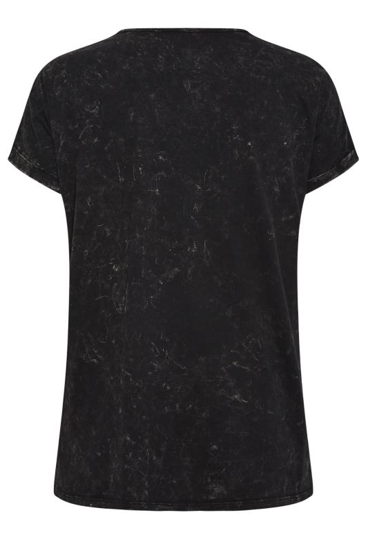 YOURS Plus Size Curve Black Acid Wash Cut Out T-Shirt | Yours Clothing  7