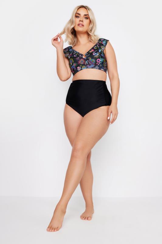 Plus Size Black Super High Waisted Tummy Control Bikini Briefs | Yours Clothing 2
