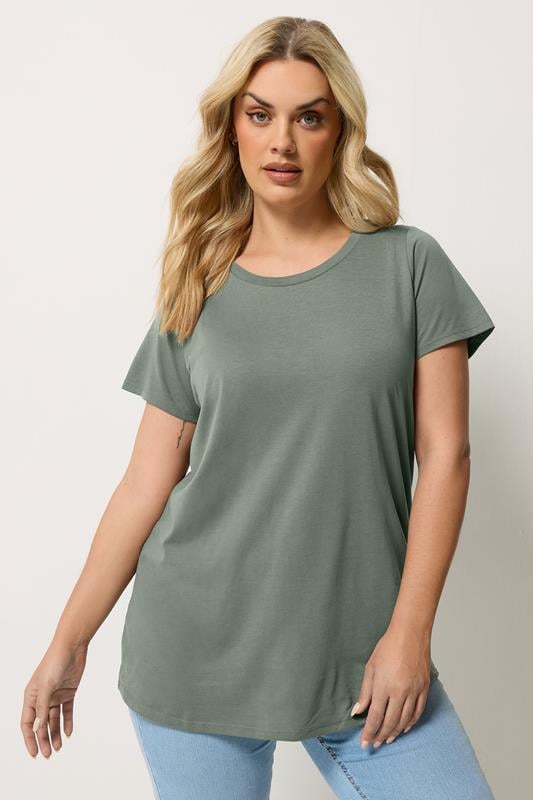  YOURS Curve Sage Green Core T-Shirt