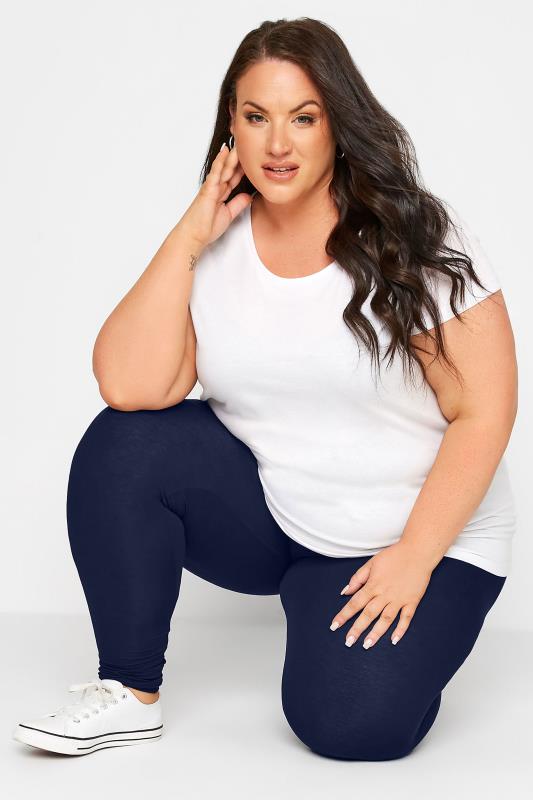 Plus Size Navy Blue Soft Touch Leggings | Yours Clothing 9