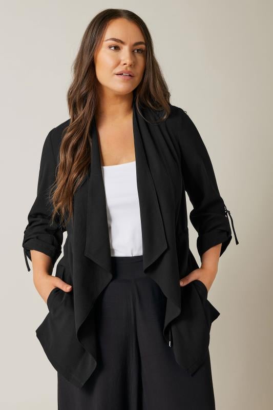 EVANS Plus Size Black Waterfall Jacket Evans