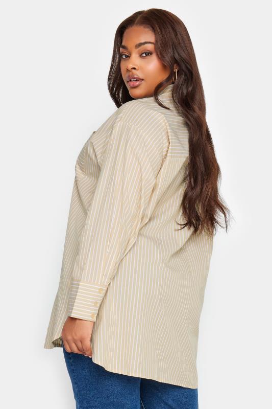 LIMITED COLLECTION Plus Size Natural Brown Striped Shirt | Yours Clothing 3