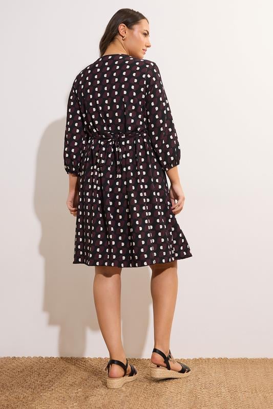 EVANS Plus Size Burgundy Red Geometric Print Midi Dress | Evans  3