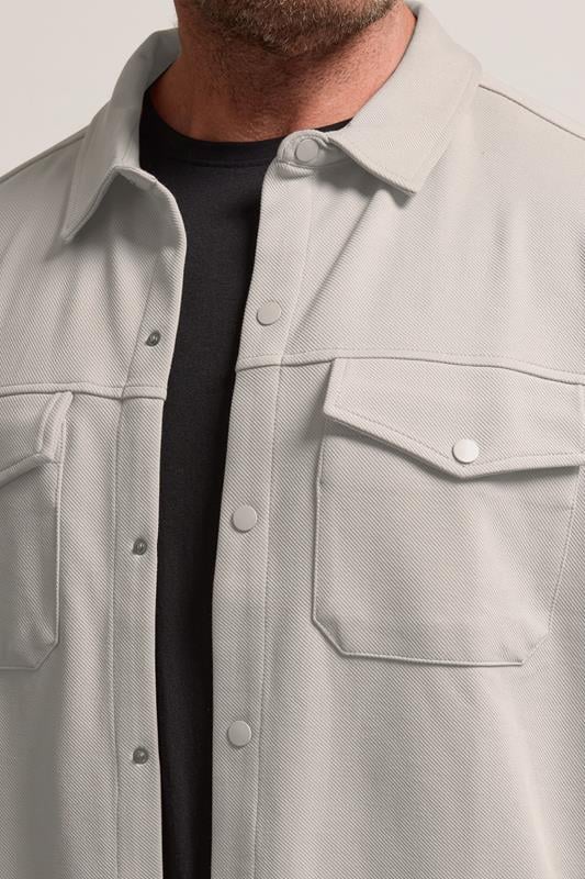BadRhino Big & Tall Stone Grey Textured Jersey Shacket | BadRhino 4