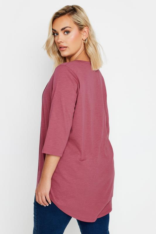 YOURS Plus Size Rose Pink Pintuck Henley Top | Yours Clothing 3